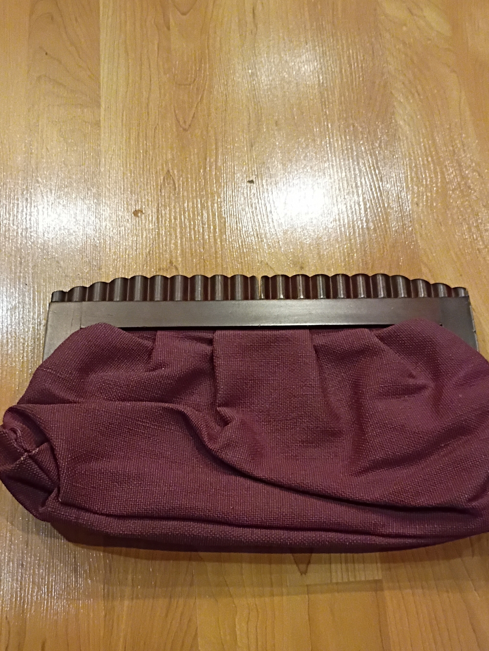 Old Navy Plum Fabric Clutch with Scalloped Frame